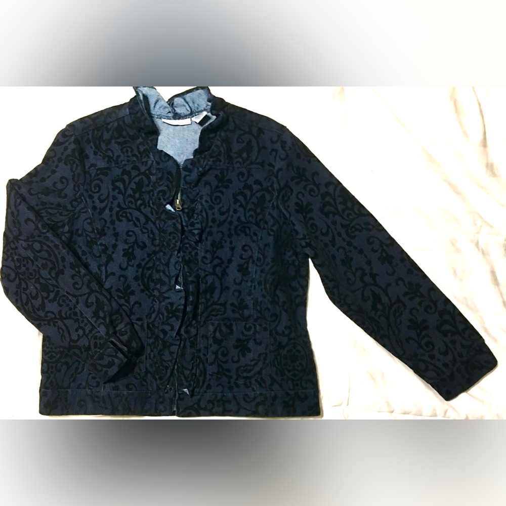 TANTRUMS Denim Jacket w/ruffles & flocking - Picture 5 of 15